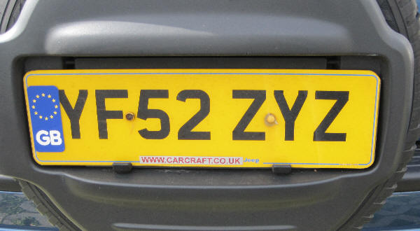 GB Number plate Registration Plate Rear Oblong 